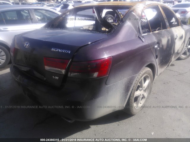 5NPEU46F36H018632 - 2006 HYUNDAI SONATA GLS/LX PURPLE photo 4