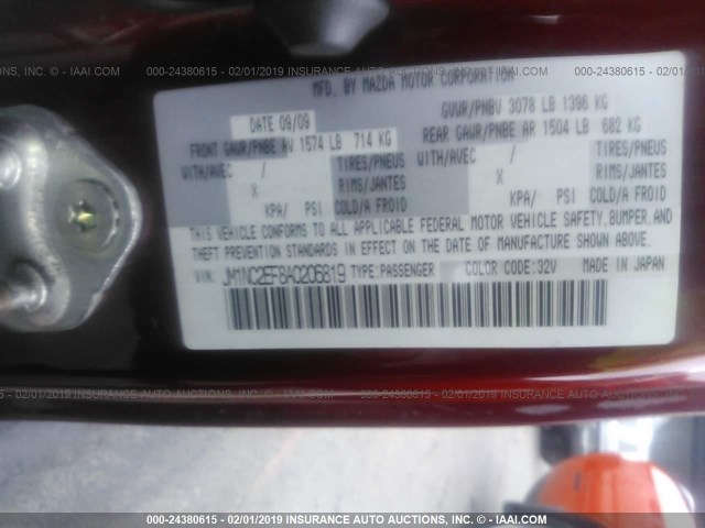 JM1NC2EF8A0206819 - 2010 MAZDA MX-5 MIATA RED photo 9