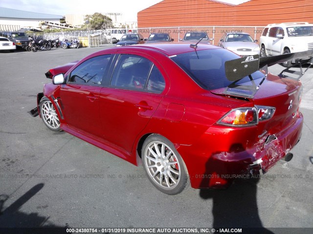 JA32W8FV1EU020748 - 2014 MITSUBISHI LANCER EVOLUTION GSR RED photo 3