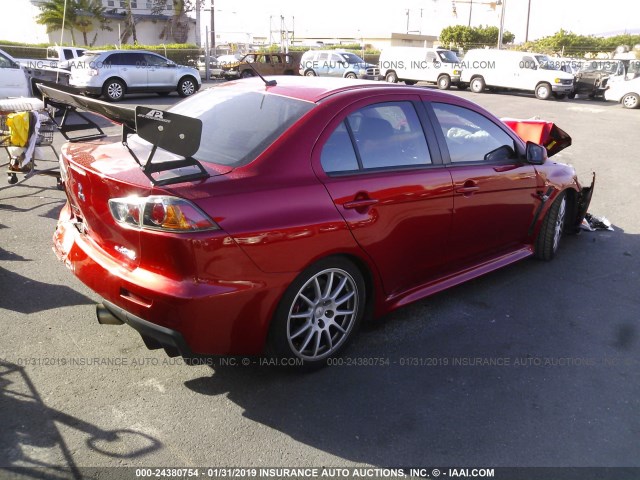 JA32W8FV1EU020748 - 2014 MITSUBISHI LANCER EVOLUTION GSR RED photo 4