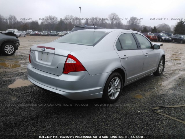 3FAHP0GA9BR337031 - 2011 FORD FUSION S SILVER photo 4