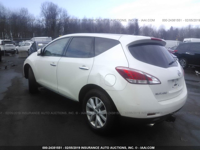 JN8AZ1MW5CW207777 - 2012 NISSAN MURANO S/SL/LE WHITE photo 3