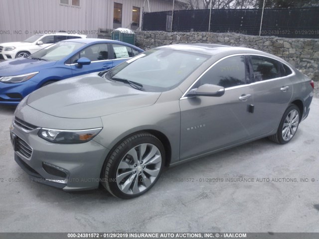 1G1ZE5SXXJF102476 - 2018 CHEVROLET MALIBU PREMIER GRAY photo 2