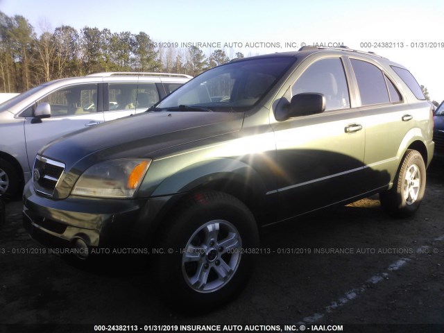 KNDJD733255367077 - 2005 KIA SORENTO EX/LX GREEN photo 2