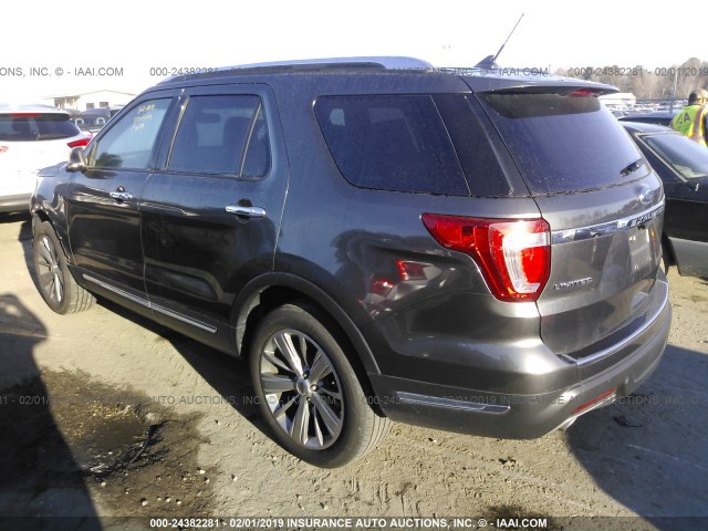 1FM5K7F86JGB10688 - 2018 FORD EXPLORER LIMITED GRAY photo 3