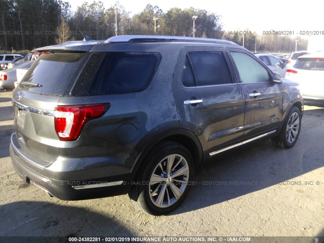 1FM5K7F86JGB10688 - 2018 FORD EXPLORER LIMITED GRAY photo 4