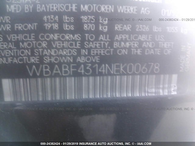 WBABF4314NEK00678 - 1992 BMW 325 IS AUTOMATIC BLACK photo 9