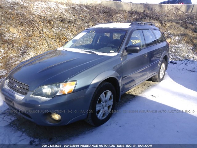 4S4BP61C357332024 - 2005 SUBARU LEGACY OUTBACK 2.5I BLUE photo 2