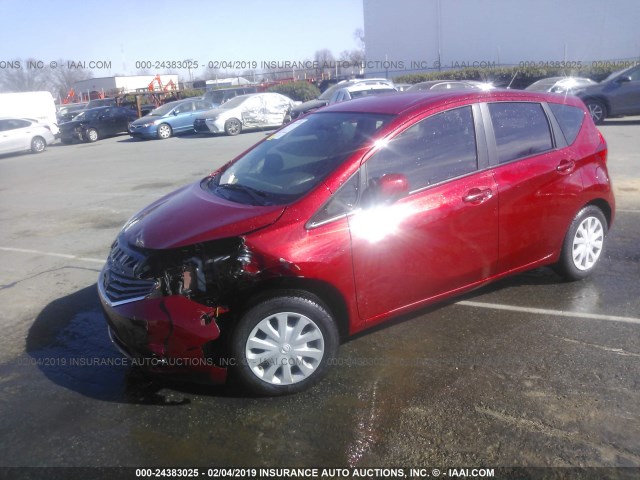 3N1CE2CP5EL416531 - 2014 NISSAN VERSA NOTE S/S PLUS/SV/SL RED photo 2