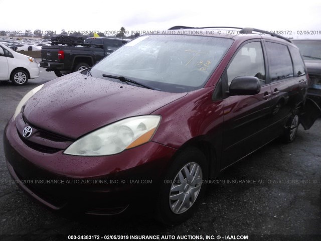 5TDZK23C69S242059 - 2009 TOYOTA SIENNA CE/LE RED photo 2