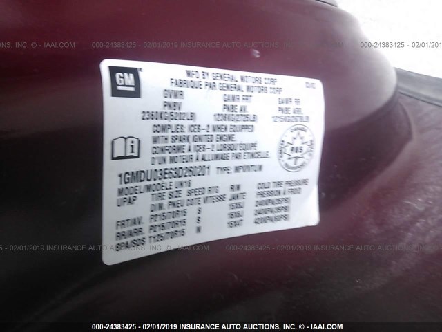 1GMDU03E63D260201 - 2003 PONTIAC MONTANA BURGUNDY photo 9