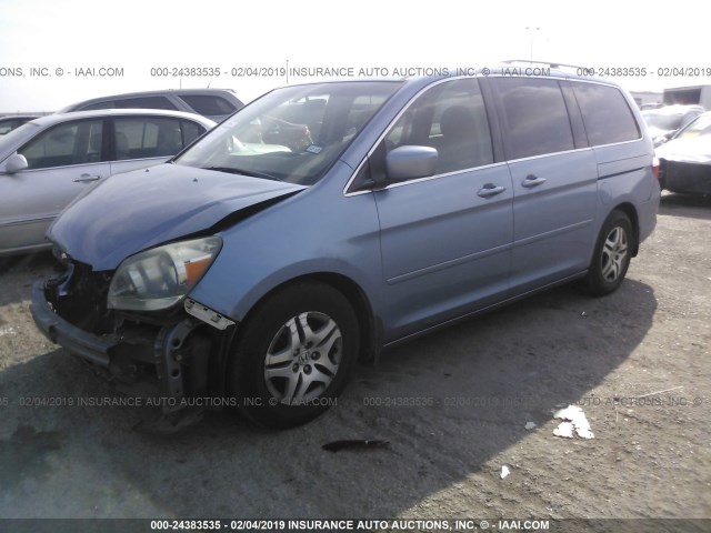 5FNRL38725B046519 - 2005 HONDA ODYSSEY EXL BLUE photo 2