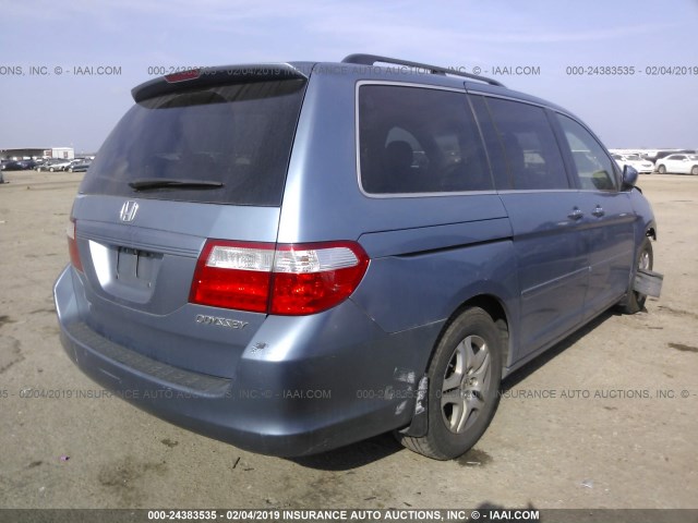 5FNRL38725B046519 - 2005 HONDA ODYSSEY EXL BLUE photo 4