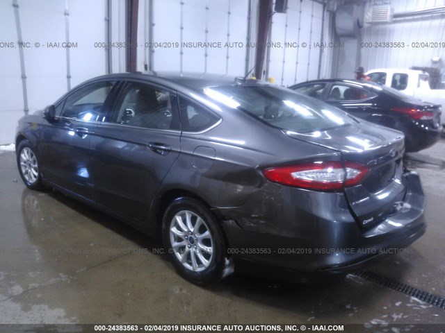 3FA6P0G71GR246676 - 2016 FORD FUSION S GRAY photo 3