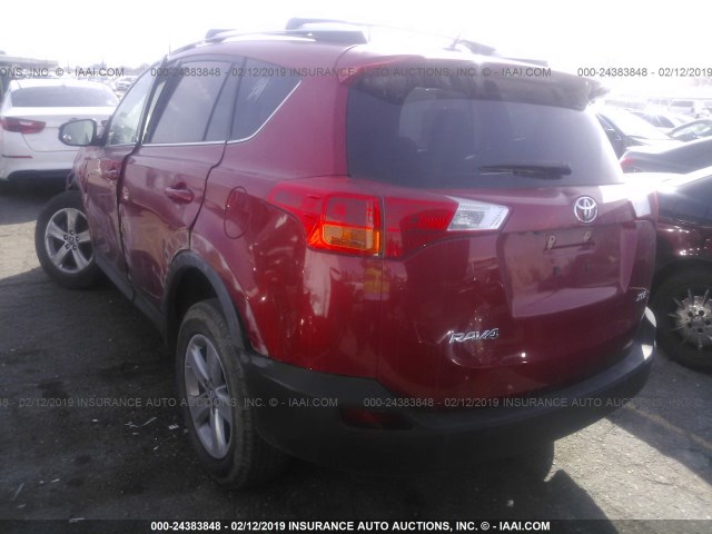 2T3WFREV1FW215182 - 2015 TOYOTA RAV4 XLE წითელი ფოტო 3