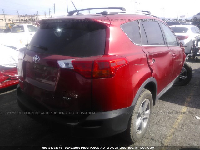 2T3WFREV1FW215182 - 2015 TOYOTA RAV4 XLE წითელი ფოტო 4
