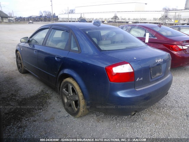 WAULC68E54A156622 - 2004 AUDI A4 1.8T QUATTRO BLUE photo 3