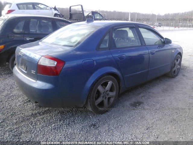 WAULC68E54A156622 - 2004 AUDI A4 1.8T QUATTRO BLUE photo 4