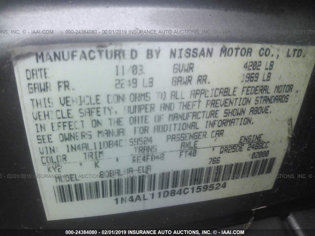 1N4AL11D84C159524 - 2004 NISSAN ALTIMA S/SL Champagne photo 9