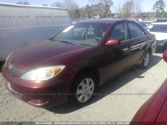 4T1BE32K23U240122 - 2003 TOYOTA CAMRY LE/XLE/SE BURGUNDY photo 2