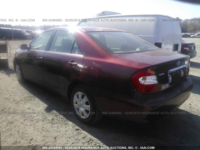 4T1BE32K23U240122 - 2003 TOYOTA CAMRY LE/XLE/SE BURGUNDY photo 3