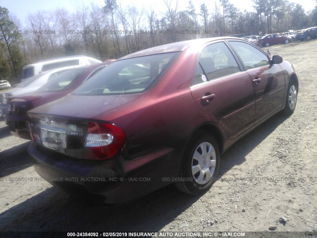 4T1BE32K23U240122 - 2003 TOYOTA CAMRY LE/XLE/SE BURGUNDY photo 4