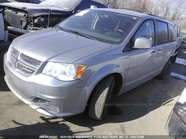 2C4RDGCG3ER155412 - 2014 DODGE GRAND CARAVAN SXT SILVER photo 2