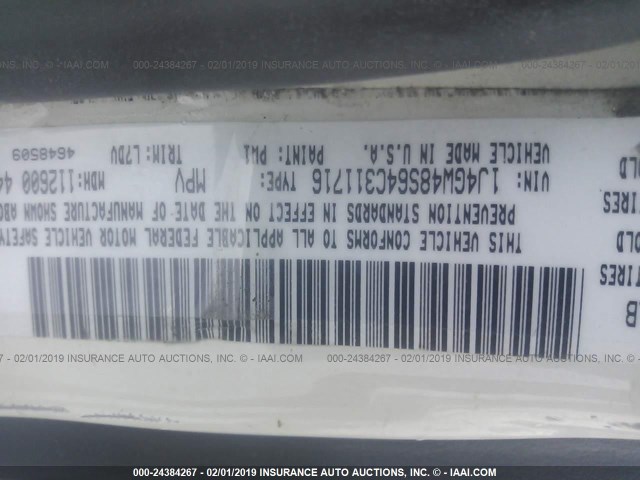 1J4GW48S64C311716 - 2004 JEEP GRAND CHEROKEE LAREDO/COLUMBIA/FREEDOM 白色 照片 9