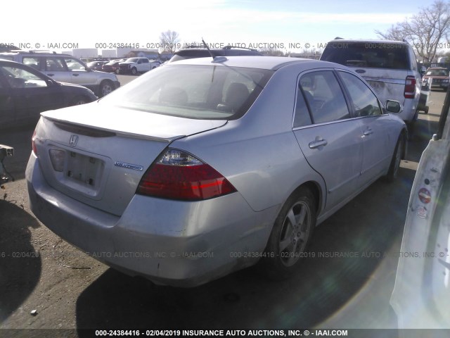 JHMCN36576C001588 - 2006 HONDA ACCORD HYBRID BLUE photo 4