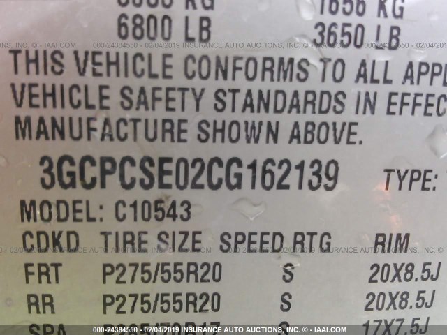 3GCPCSE02CG162139 - 2012 CHEVROLET SILVERADO C1500 LT WHITE photo 9