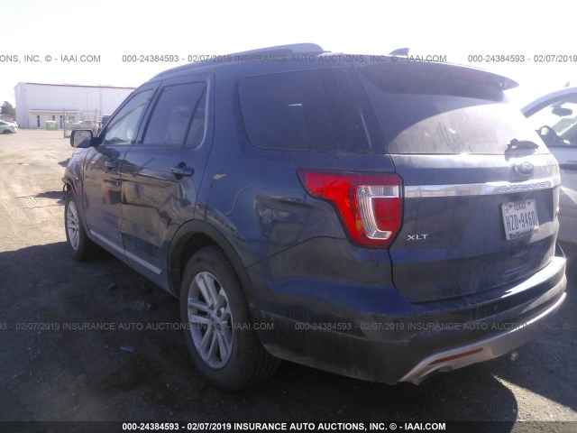 1FM5K7DH7HGA75365 - 2017 FORD EXPLORER XLT BLUE photo 3