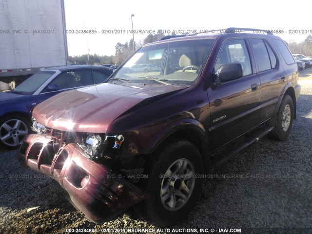 4S2DM58W224320996 - 2002 ISUZU RODEO S/LS/LSE MAROON photo 2