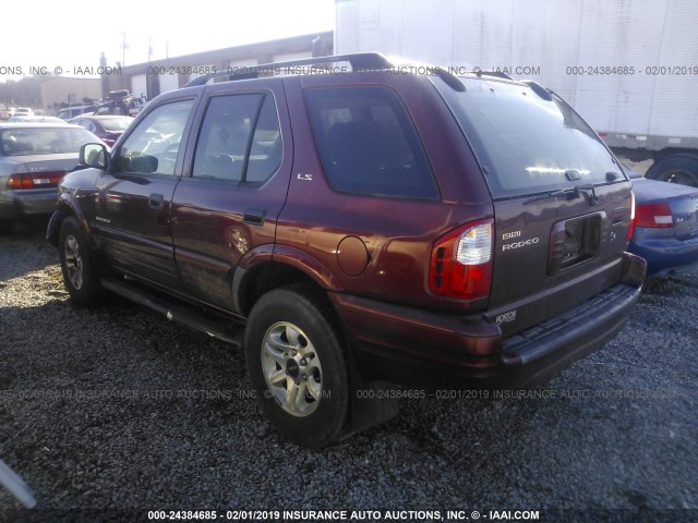 4S2DM58W224320996 - 2002 ISUZU RODEO S/LS/LSE MAROON photo 3