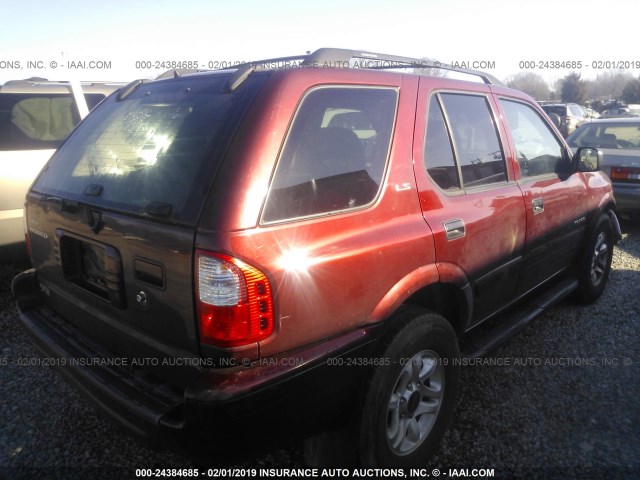 4S2DM58W224320996 - 2002 ISUZU RODEO S/LS/LSE MAROON photo 4