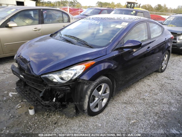 5NPDH4AE5DH437870 - 2013 HYUNDAI ELANTRA GLS/LIMITED BLUE photo 2