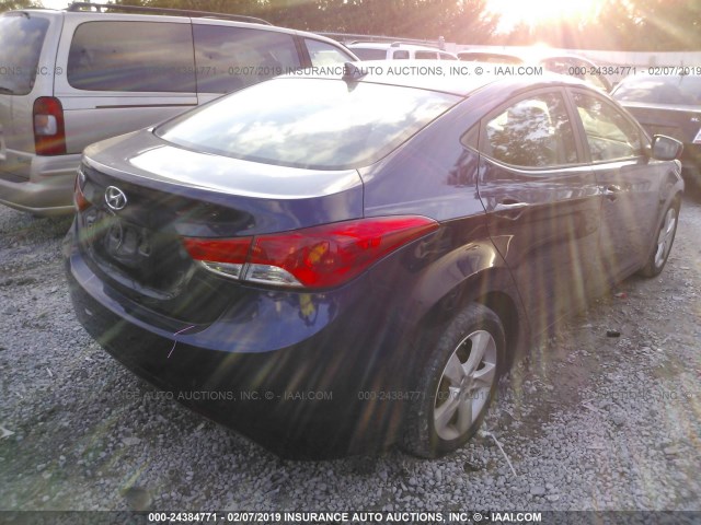 5NPDH4AE5DH437870 - 2013 HYUNDAI ELANTRA GLS/LIMITED BLUE photo 4