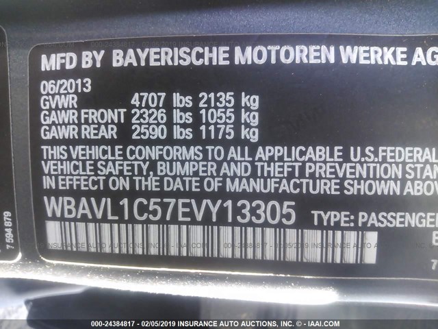 WBAVL1C57EVY13305 - 2014 BMW X1 XDRIVE28I GRAY photo 9