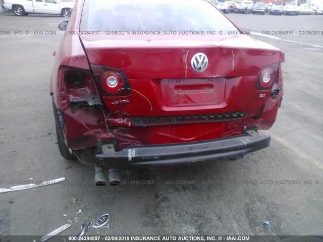 3VWRZ71K08M087359 - 2008 VOLKSWAGEN JETTA SE/SEL RED photo 6