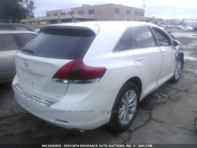 4T3ZA3BB0DU063542 - 2013 TOYOTA VENZA LE/XLE WHITE photo 4