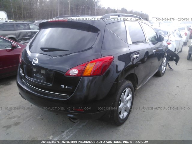 JN8AZ18W19W200568 - 2009 NISSAN MURANO S/SL/LE BLACK photo 4