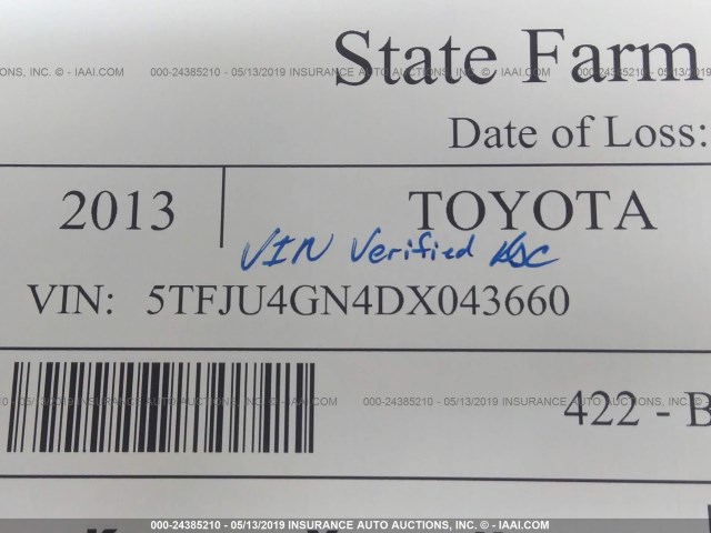 5TFJU4GN4DX043660 - 2013 TOYOTA TACOMA DOUBLE CAB PRERUNNER BLUE photo 9