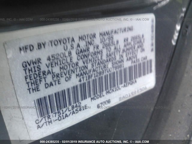 4T1BF12B9TU079981 - 1996 TOYOTA AVALON XL/XLS GREEN photo 9