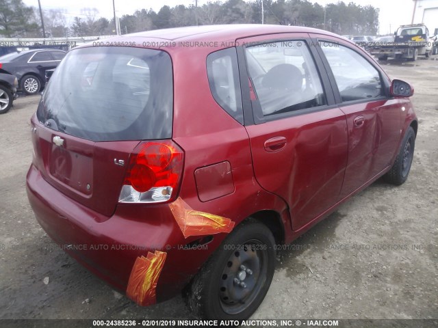 KL1TD66678B107439 - 2008 CHEVROLET AVEO LS RED photo 4