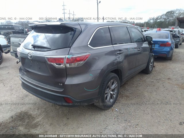 5TDZKRFH1ES026517 - 2014 TOYOTA HIGHLANDER LE/LE PLUS GRAY photo 4