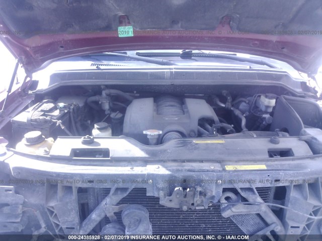 1N6AA07B95N556453 - 2005 NISSAN TITAN XE/SE/LE RED photo 10