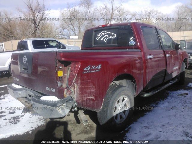 1N6AA07B95N556453 - 2005 NISSAN TITAN XE/SE/LE RED photo 4