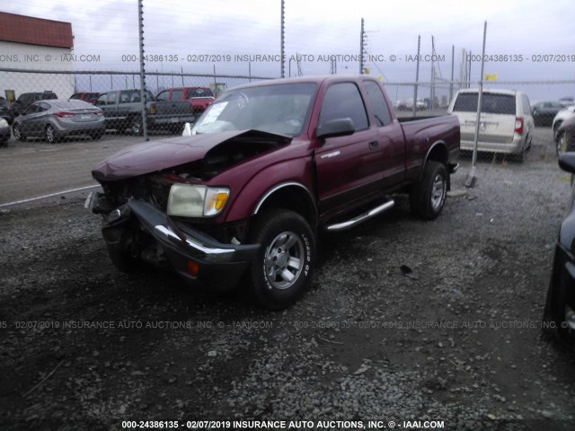 4TASM92N0YZ640478 - 2000 TOYOTA TACOMA XTRACAB PRERUNNER MAROON photo 2