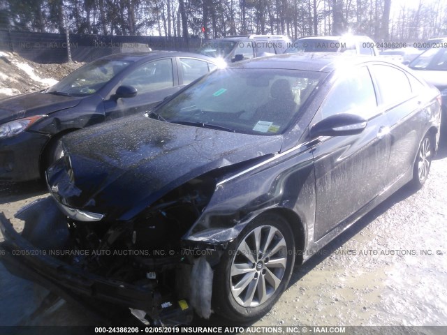 5NPEC4ACXEH825843 - 2014 HYUNDAI SONATA SE/LIMITED BLACK photo 2