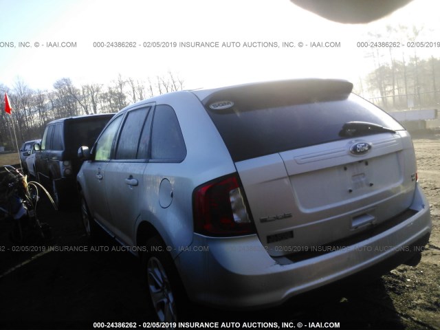 2FMDK4JC7CBA16402 - 2012 FORD EDGE SEL SILVER photo 3