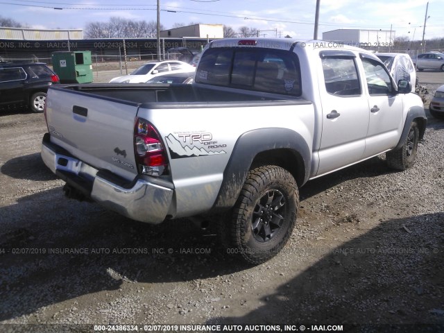 5TELU42N78Z542385 - 2008 TOYOTA TACOMA DOUBLE CAB SILVER photo 4